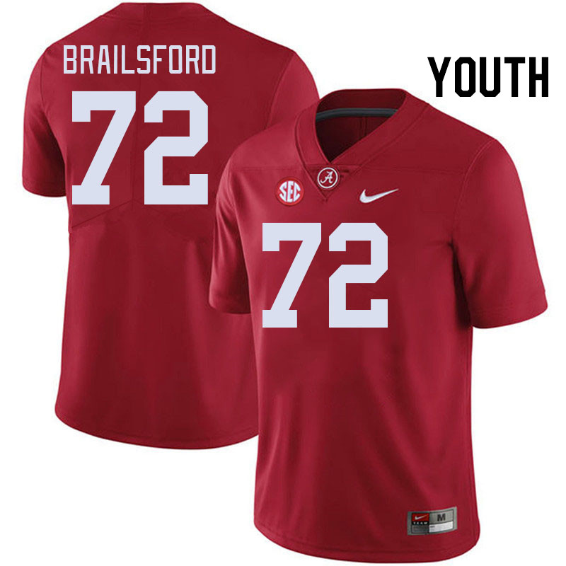 Youth #72 Parker Brailsford Alabama Crimson Tide College Football Jerseys Stitched-Crimson